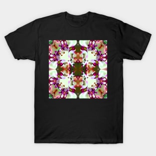 Trippy Orchid Kaleidoscope Design T-Shirt